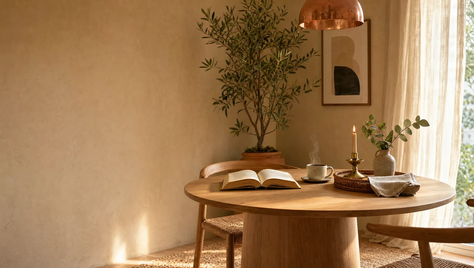 Artículos para el hogar: utensilios, decoración y muebles en escena luminosa
