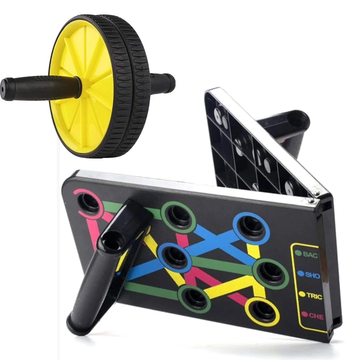 Combo tabla push-up y rueda abdominal